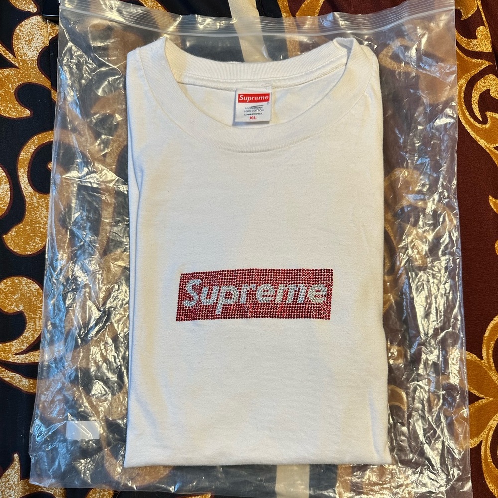 Supreme X Swarovski crystal collab tee